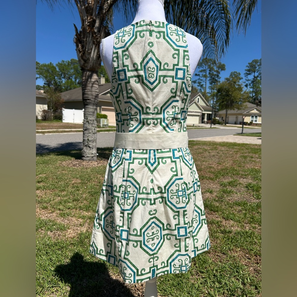 NWT🌷Mestiza N.Y. Havana Print Poplin High Square Neck Fit-and-Flare Mini Dress - Picture 7 of 12